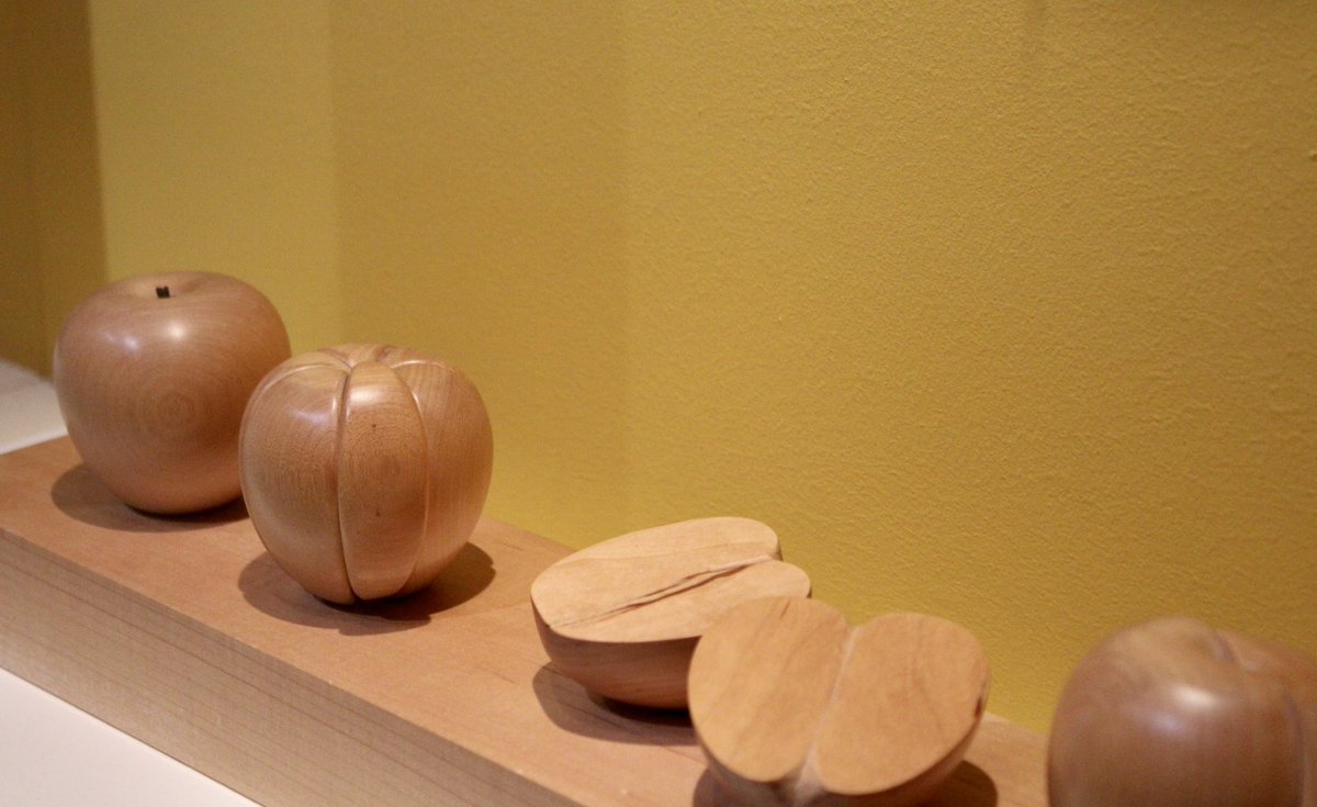 Sarah_Donehoo's tweet photo. Contemporary apple sculptures at the @GMOA, made of Baltic birch and maple. https://t.co/ntJqAhHLvV