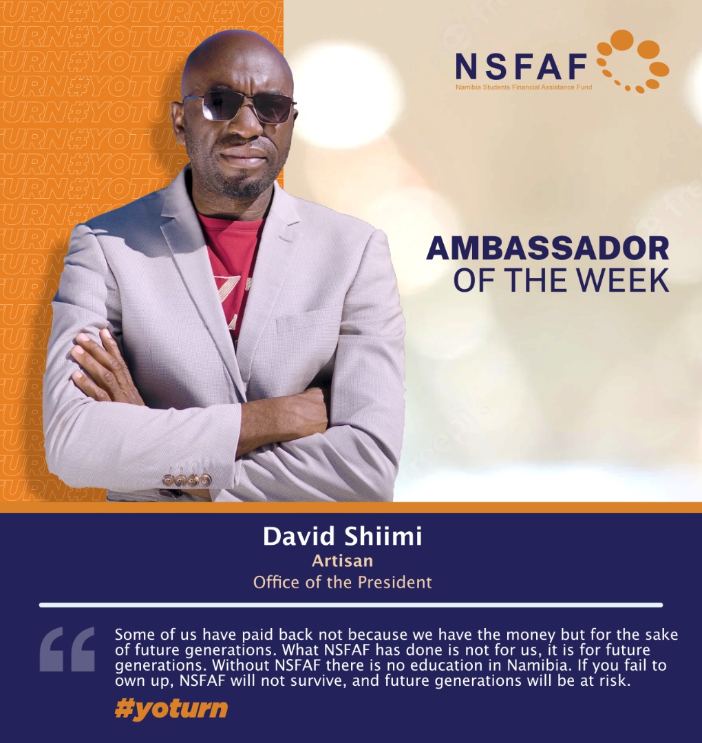 NSFAF's tweet photo. "Paying back does not mean we have the money, it means we care for the future of our kids...," says Tate David Shiimi our Ambassador of the Week. #NSFAF #Ambassadoroftheweek #Amnesy #yoturn #recovery https://t.co/9TCajHppb1