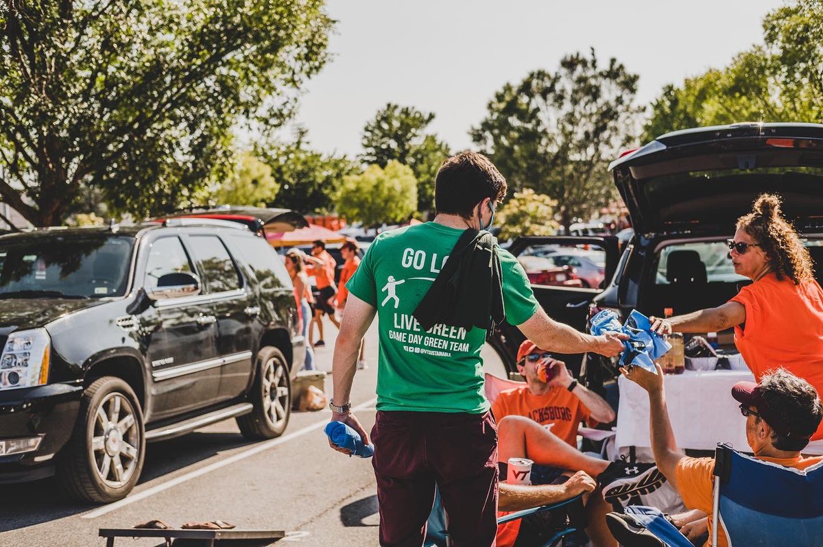 VTFacilities's tweet photo. Sign-ups for the Game Day Green Team are now open! ♻️

Join this group of volunteers in promoting sustainable practices during Virginia Tech home football games 🏈

Visit @VTsustainable for sign up info! 💚 https://t.co/6Gjqqm9bWc