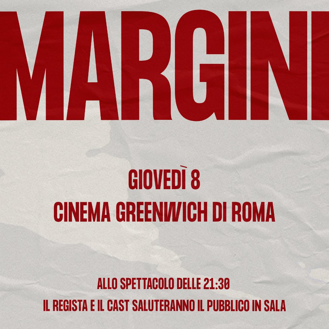 disparte_'s tweet photo. Domani il regista e il cast saluteranno il pubblico in sala al Greenwich di Roma! 

#MARGINI è al cinema dall'8 settembre 🤟❤️‍🔥

Un film di Niccolò Falsetti e Francesco Turbanti, prodotto da @disparte_ e Manetti bros. Film con @RaiCinema
Distrbuzione @fandangoweb https://t.co/hAMPXWo3DY