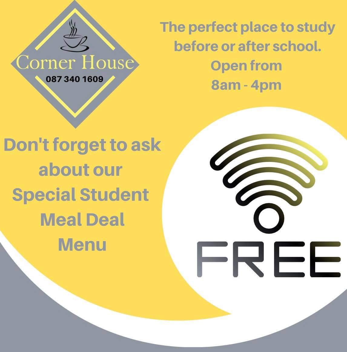 cornerhousecfe's tweet photo. The perfect place to study before or after school. We are open from 8am - 4pm . We provide free wifi and a peaceful room. 
#peaceful #quiettime  #healthyfood #goodvibes #safespace #study #students #ballina #bunree https://t.co/vDh444PoXr