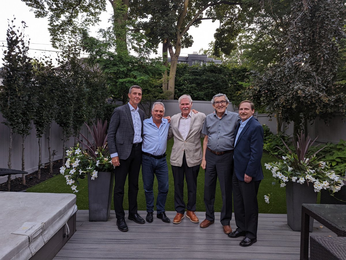 Great to get together will life long colleagues and friends  <a href="/TL_Forbes/">Thomas Forbes</a>, Paul Walker, Wayne Johnston #OrderOfCanada and Tom Lindsay. <a href="/PMunkCardiacCtr/">Peter Munk Cardiac Centre</a> <a href="/UofTVascular/">UofT Vascular Surgery</a>