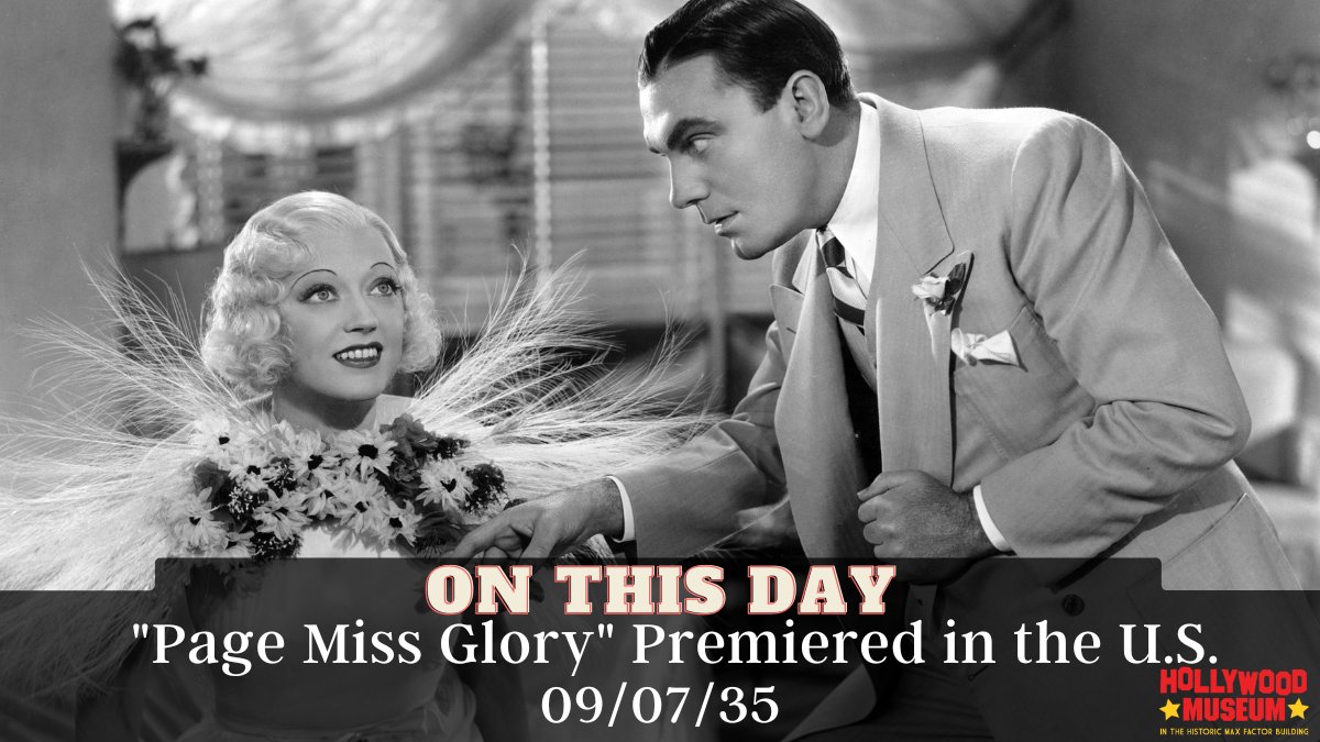 On this day in 1935 the #romcom "Page Miss Glory" starring #MarionDavies  #PatOBrien and #DickPowell premiered in the U.S.