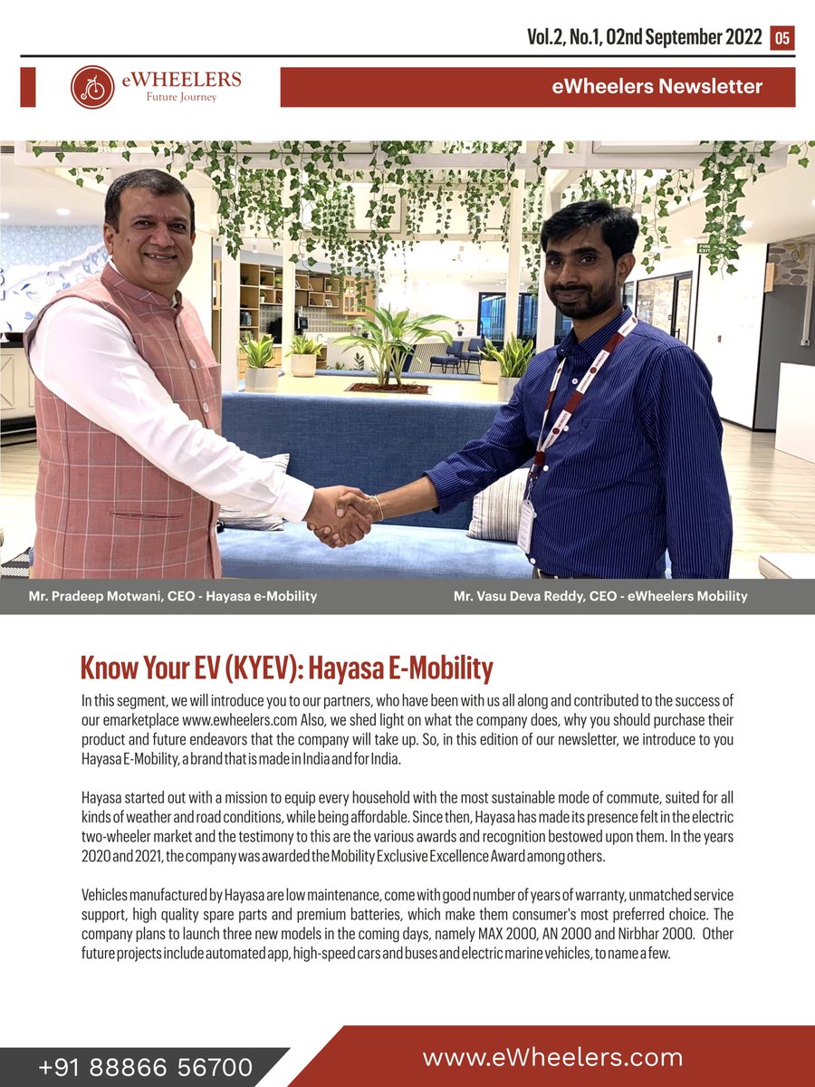 This is a way for us to keep everyone informed about new developments, initiatives, and best practices followed by our teams at eWheelers.

#ewheelers #newsletter #newsletters #smartmobility #electricscooters #hoverboards  #eBikeStudio #SmartMobilityHubs #eBikeCare #EVMech