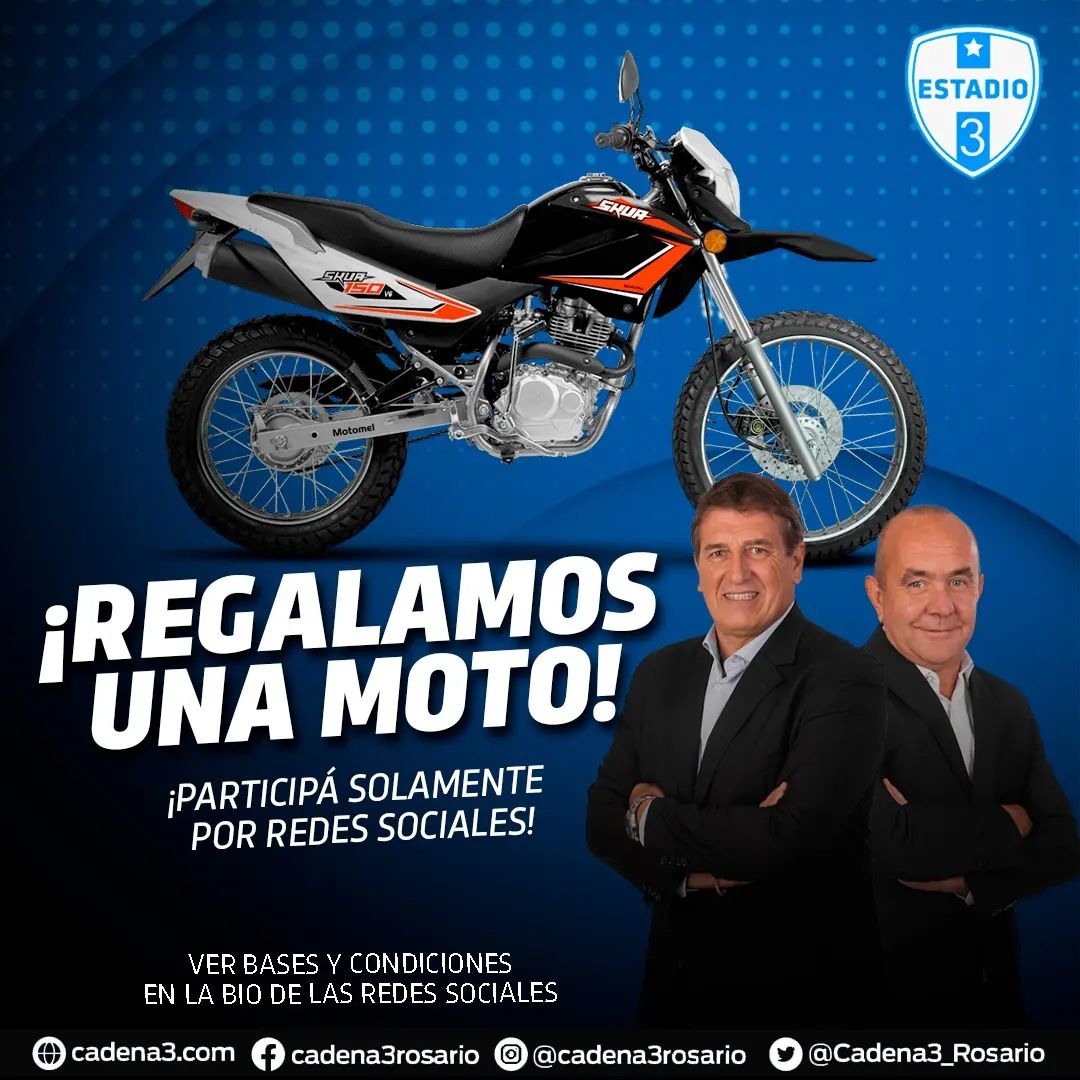 ¡REGALAMOS UNA MOTO! 🛵😮 En el #MesDelOyente con @Estadio_3 te regalamos una Motomel Skua 150 V6 ¿Cómo participo? 👇 - Seguinos - Dale RT! - Mencioná a un amigo y que nos siga ¡Mientras mas menciones, mas chances de ganar! SORTEAMOS EL MIÉRCOLES 14/9 EN ESTADIO 3 👈