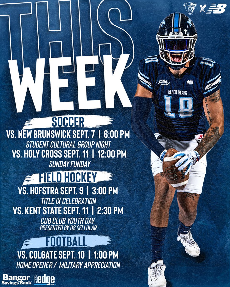 This Week in the Nation! 🐻 We've got soccer, field hockey, and football ALL ON CAMPUS! #BlackBearNation // @TheMaineEdge