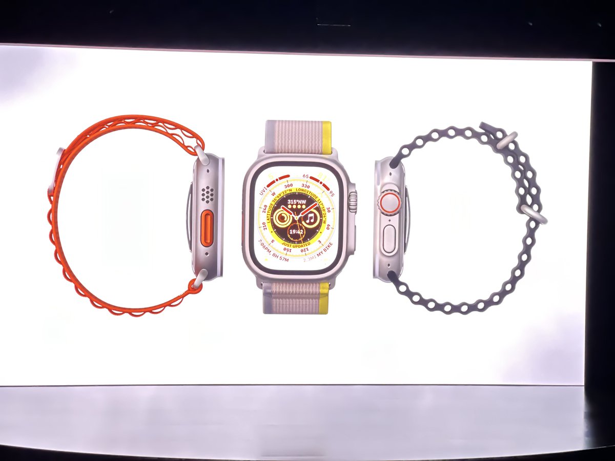 spin9's tweet photo. Apple เปิดตัว Apple Watch Ultra เป็นครั้งแรก สำหรับสายอึด สายเทรล และกีฬา Extreme 

หน้าปัดใหญ่ 49mm อึดพิเศษ กันน้ำลึกพิเศษ จอสว่างพิเศษ เพิ่มปุ่ม Action ที่ปรับแต่งได้ เพิ่มขนาดแบตอยู่ได้นานสูงสุด 60 ชั่วโมง

#AppleEvent https://t.co/zakBcjxd7m