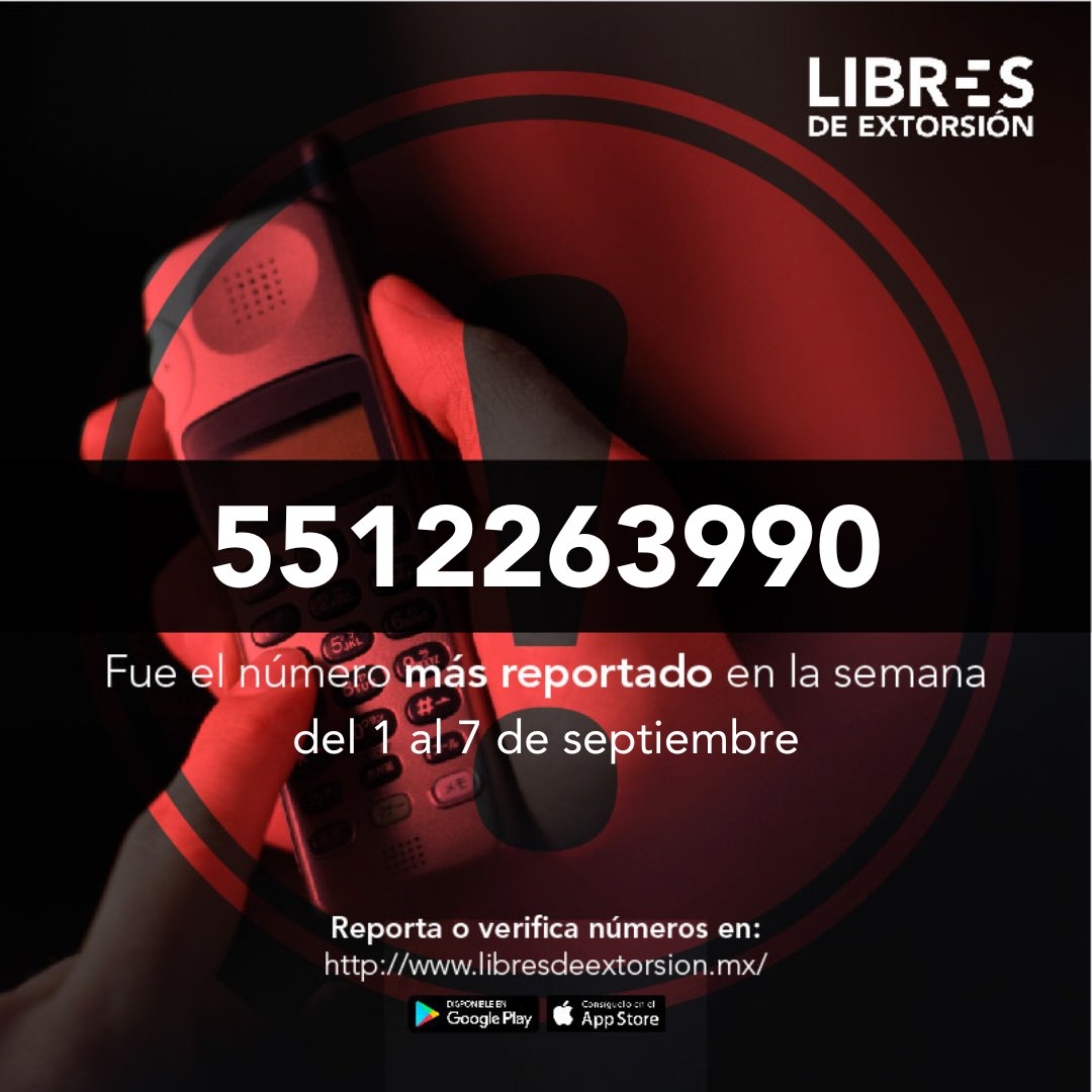 CicReynosa's tweet photo. 🛡️Libres de Extorsión

⚠️¡Atención! Si recibes una llamada del siguiente número: 5512263990
❌Cuelga,🚫bloquea📲y reporta en Libres de Extorsión.

▪ Modus Operandi
Piden información personal afirmando un cargo no reconocido a una tarjeta.

▪ Lada de CDMX https://t.co/3K0DbRzRGL