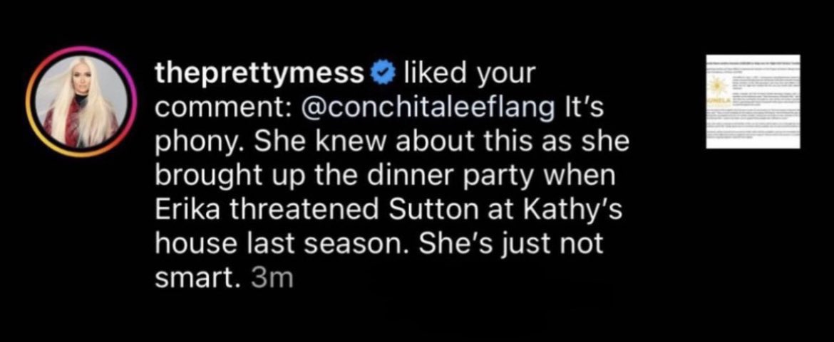 oneandonlyEddyb's tweet photo. Oof, Erika you’re so angry. 
She doesn’t seem to be happy about Diana’s public donation #RHOBH https://t.co/yPtCeK300K