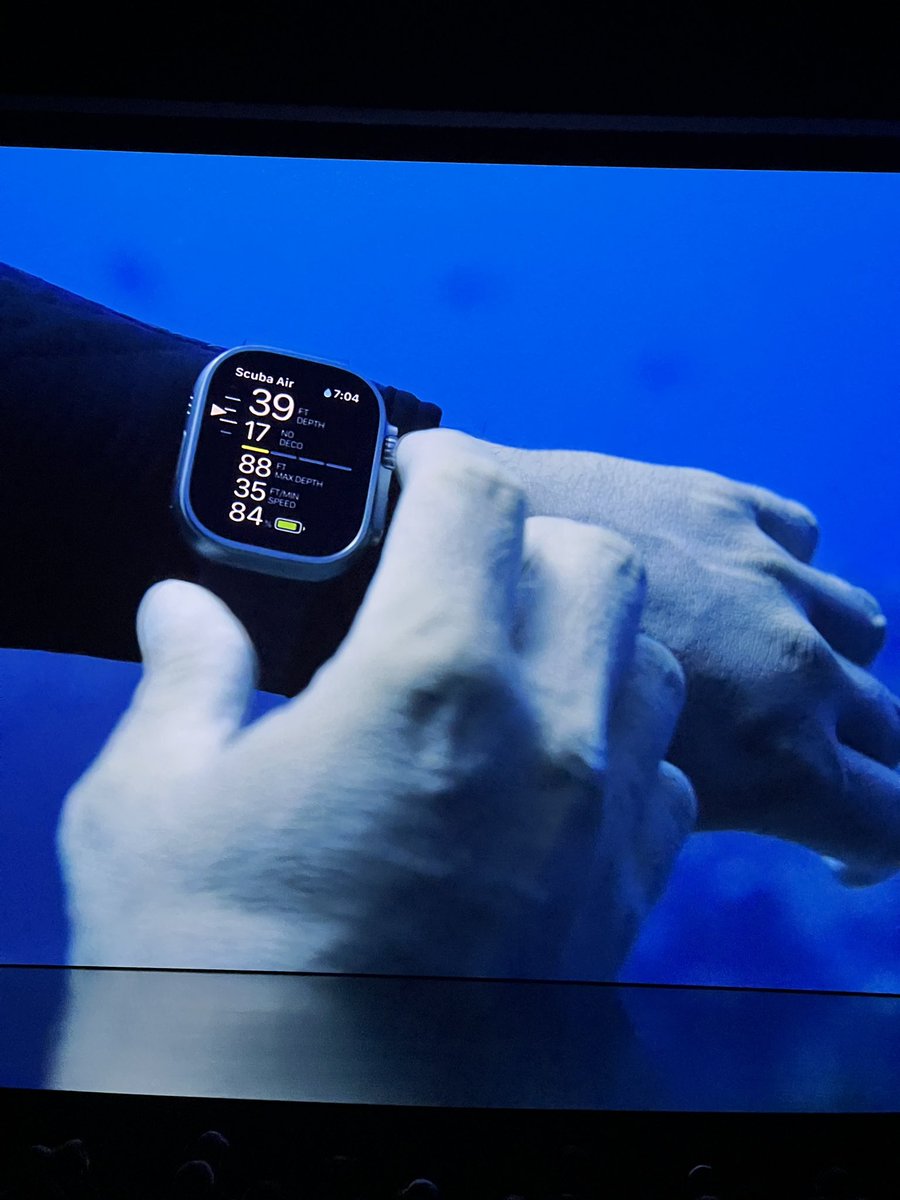 Apple Watch Ultra is now a dive computer rated for 130ft depth! #AppleEvent