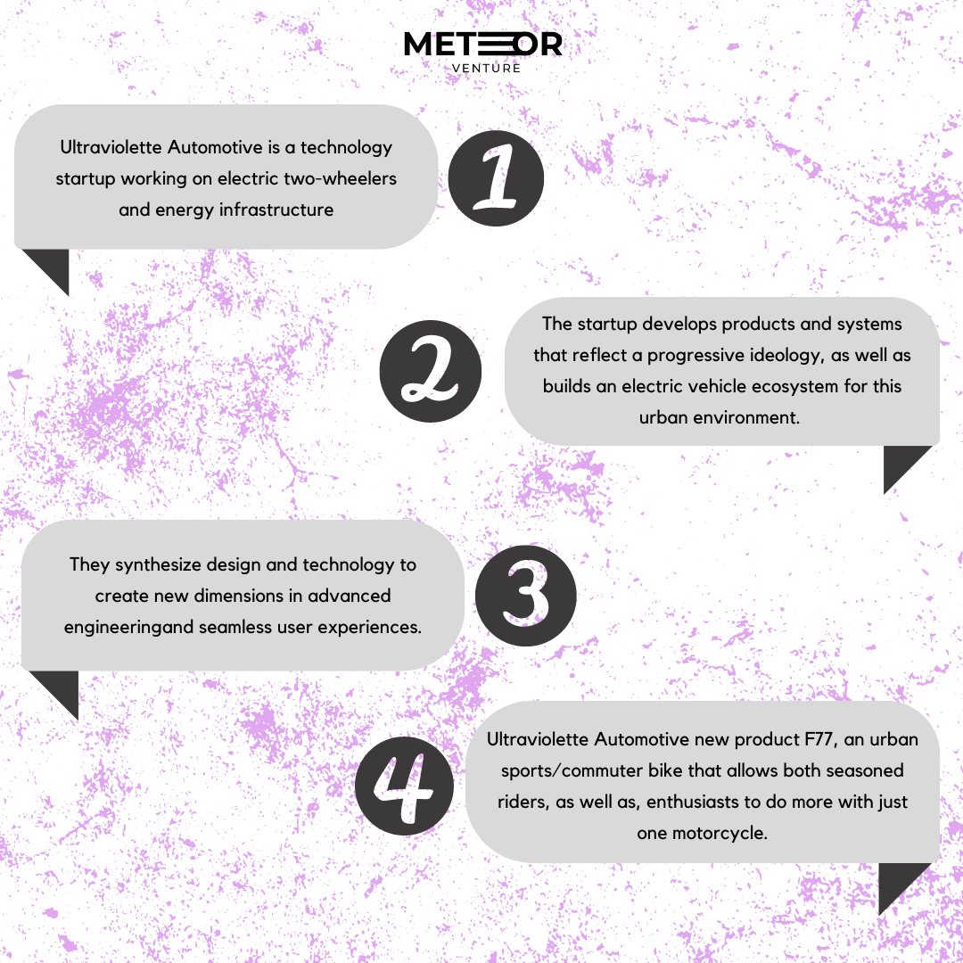 In the next batch of our knock knock Saturday series, we'll look at a company that aims to create an ecosystem that addresses urban transportation needs. Ultraviolette Automotive is a technology startup working on electric twowheelers &amp; energy infrastructure. 
#growth #automotive