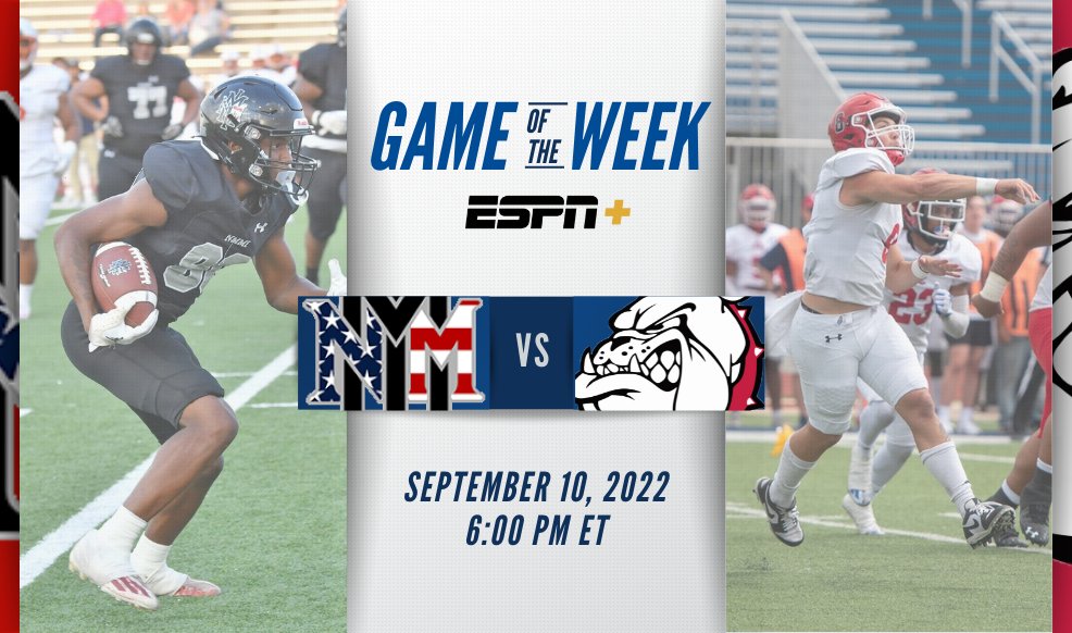 NJCAA Network (@njcaanetwork) on Twitter photo ๐๐๐ง๐๐ ๐๐๐ฎ๐จ...
<a href="/NavarroSports/">NavarroSports</a> will travel to <a href="/nmmibroncos/">NMMI Football</a> for this week's #NJCAAFootball Game of the Week on <a href="/ESPNPlus/">ESPN+</a>!
๐ Roswell, NM
๐๏ธ Saturday, September 10
โฐ 6:00 PM ET / 4:00 PM MT
๐บ espn.com/watch/player?iโฆ ๐๐๐ง๐๐ ๐๐๐ฎ๐จ...
<a href="/NavarroSports/">NavarroSports</a> will travel to <a href="/nmmibroncos/">NMMI Football</a> for this week's #NJCAAFootball Game of the Week on <a href="/ESPNPlus/">ESPN+</a>!
๐ Roswell, NM
๐๏ธ Saturday, September 10
โฐ 6:00 PM ET / 4:00 PM MT
๐บ espn.com/watch/player?iโฆ