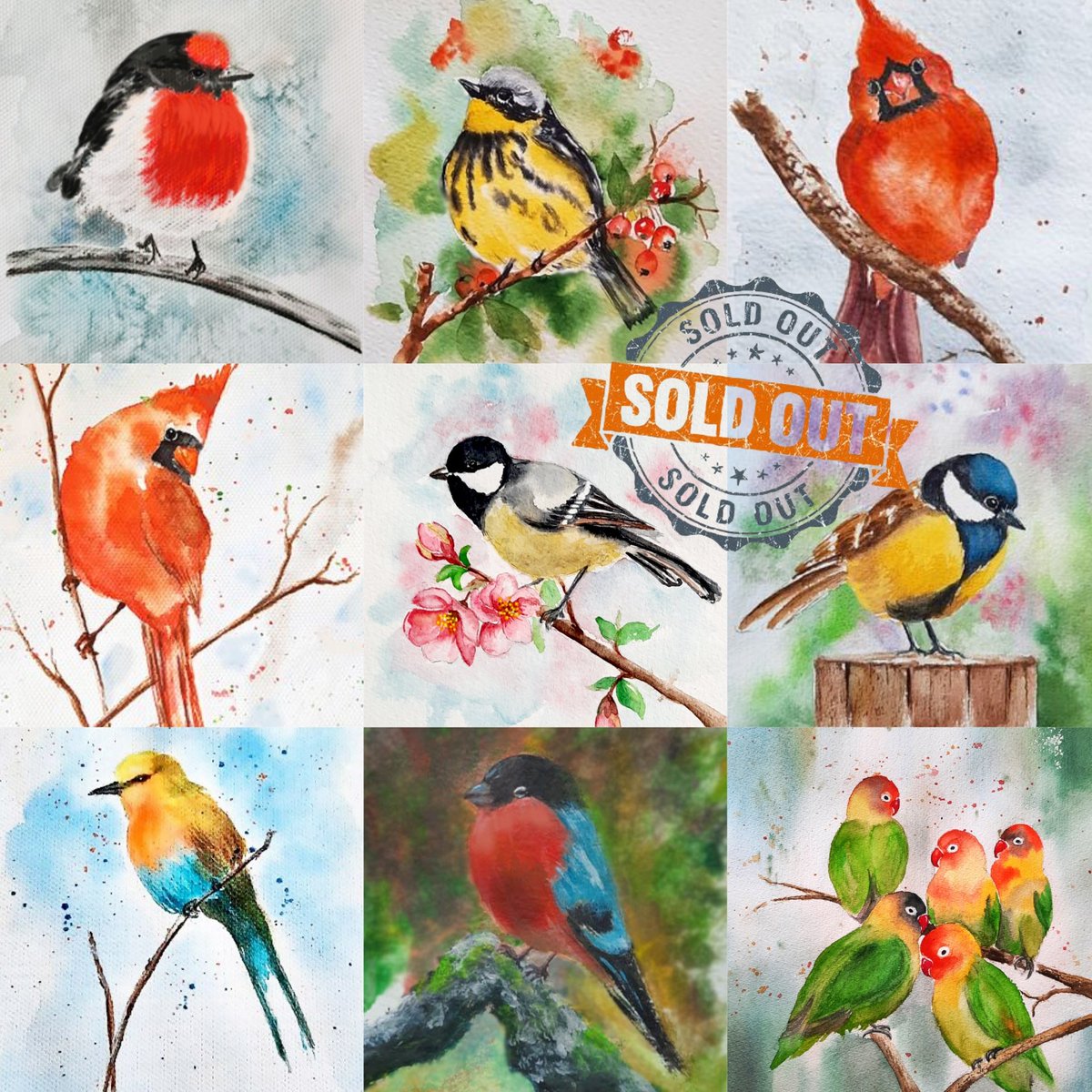 All of these birds are in their new homes 🦜🐦🕊️
I hope they send love and energy with their beautiful songs around the world 💫🎵🎶
Thank you all my collectors that trust my art 🥰