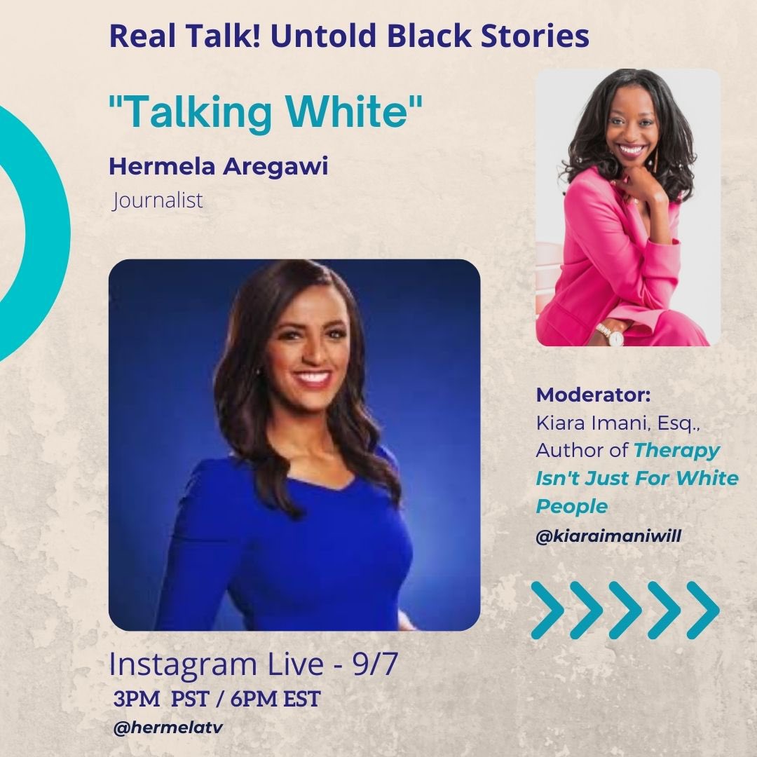 Today on on @Kiara_Imani’s INSTAGRAM LIVE Real Talk: Untold Black Stories - We are keeping it light &amp; talking about “Talking White”:) 3PM PST/6PM EST