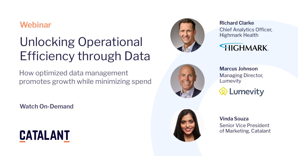 Catalant (@gocatalant) on Twitter photo Join us for a live discussion on September 30th with the Chief Analytics Officer of Highmark Health, the SVP and Executive Director of Lumevity, and the SVP of Marketing at Catalant to learn why #data is the key to achieving operational efficiency. bit.ly/3wIUzvB Join us for a live discussion on September 30th with the Chief Analytics Officer of Highmark Health, the SVP and Executive Director of Lumevity, and the SVP of Marketing at Catalant to learn why #data is the key to achieving operational efficiency. bit.ly/3wIUzvB