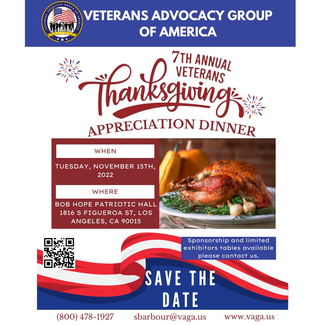 VAGA_Vets's tweet photo. Save the date!

#veteran #veteranappreciation #thanksgiving https://t.co/kcZJ5VjEyc