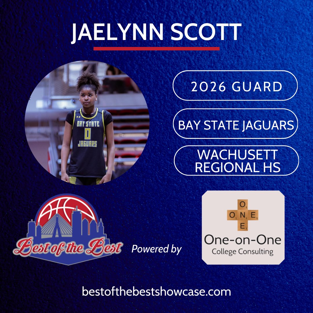 We welcome Jaelynn Scott - Class of 2026 - to join us at the Best of the Best Showcase at Babson College on Sunday, 9/18 from 9am-1pm!🏀