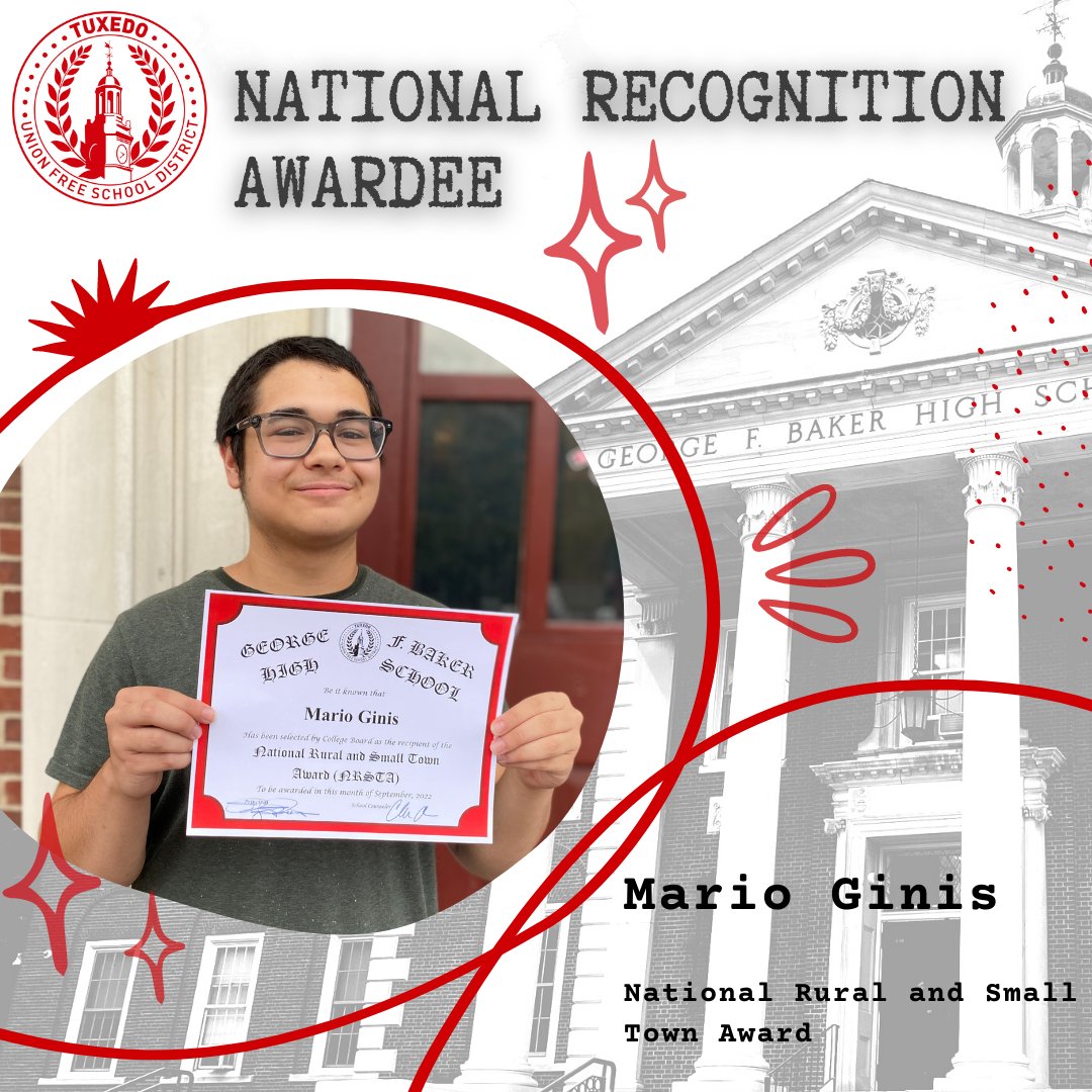 TuxedoUFSD's tweet image. Congrats! George F. Baker Seniors Grace Donnelly, Mario Ginis, Parker Givens and Chima Oparaji earned the National Rural &amp;amp; Small Town Award from @collegeboard’s #NationalRecognitionProgram. Oparaji was also honored with the National African American Recognition Award. #tuxedoufsd