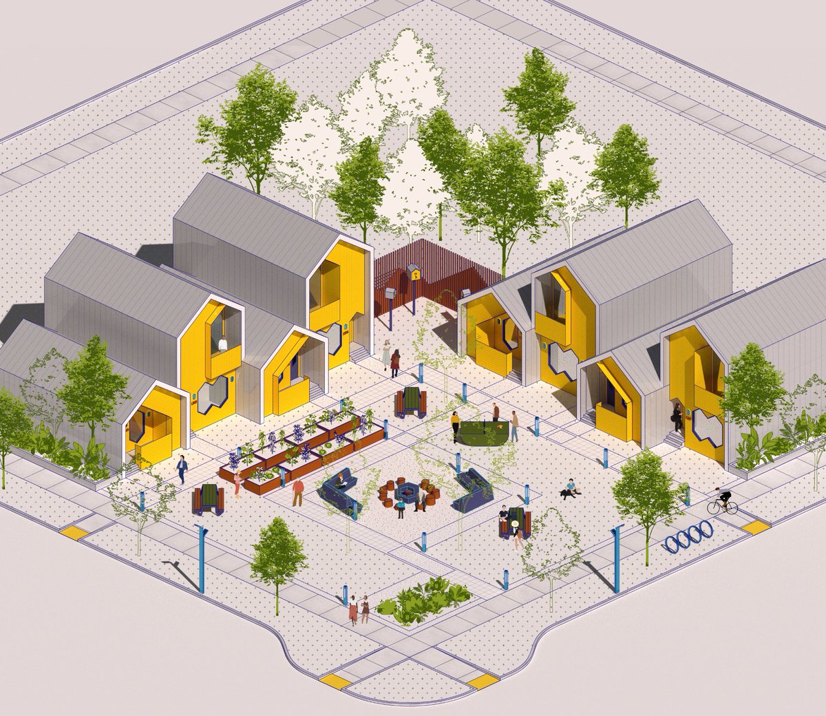space_glw's tweet photo. SAFETY | How can we use design to reduce the need for more police? This housing development looks at designing security into architecture, an approach known as "crime prevention through environmental design" (CPTED).

#safety #architecture #defundthepolice https://t.co/n9ZqAiad3R