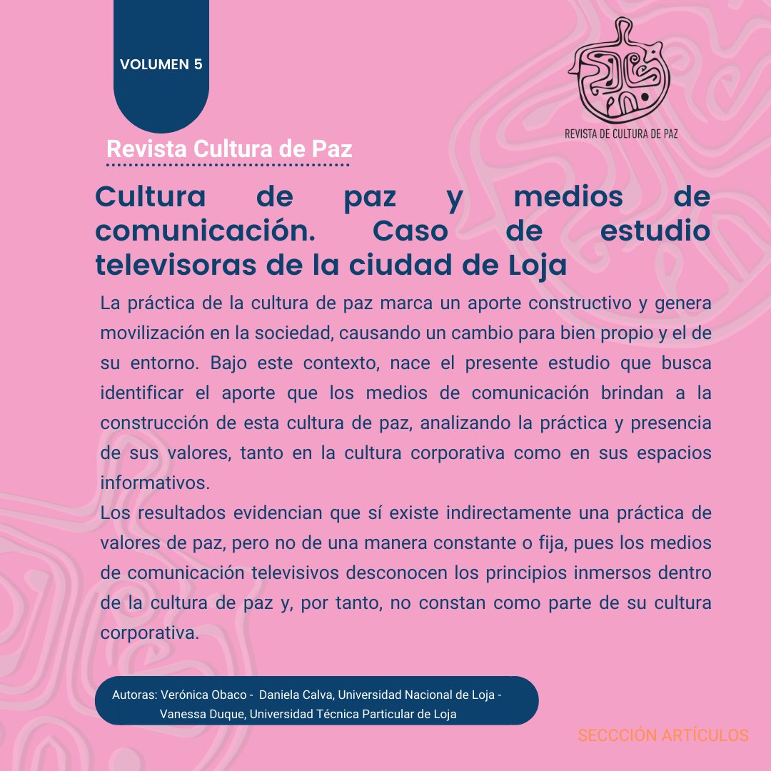 PazRevista's tweet photo. 📚 Revisa nuestra sección de Artículos / Debates sobre Epistemologías de la #Paz 🕊 en el #Volumen5
👉Te compartimos el artículo completo ➡️https://t.co/jOBPgxJkiA
👩💻Autoras:
@vanevkdr
@danicalva13
#VeronicaObaco https://t.co/ZNHae0EOSU