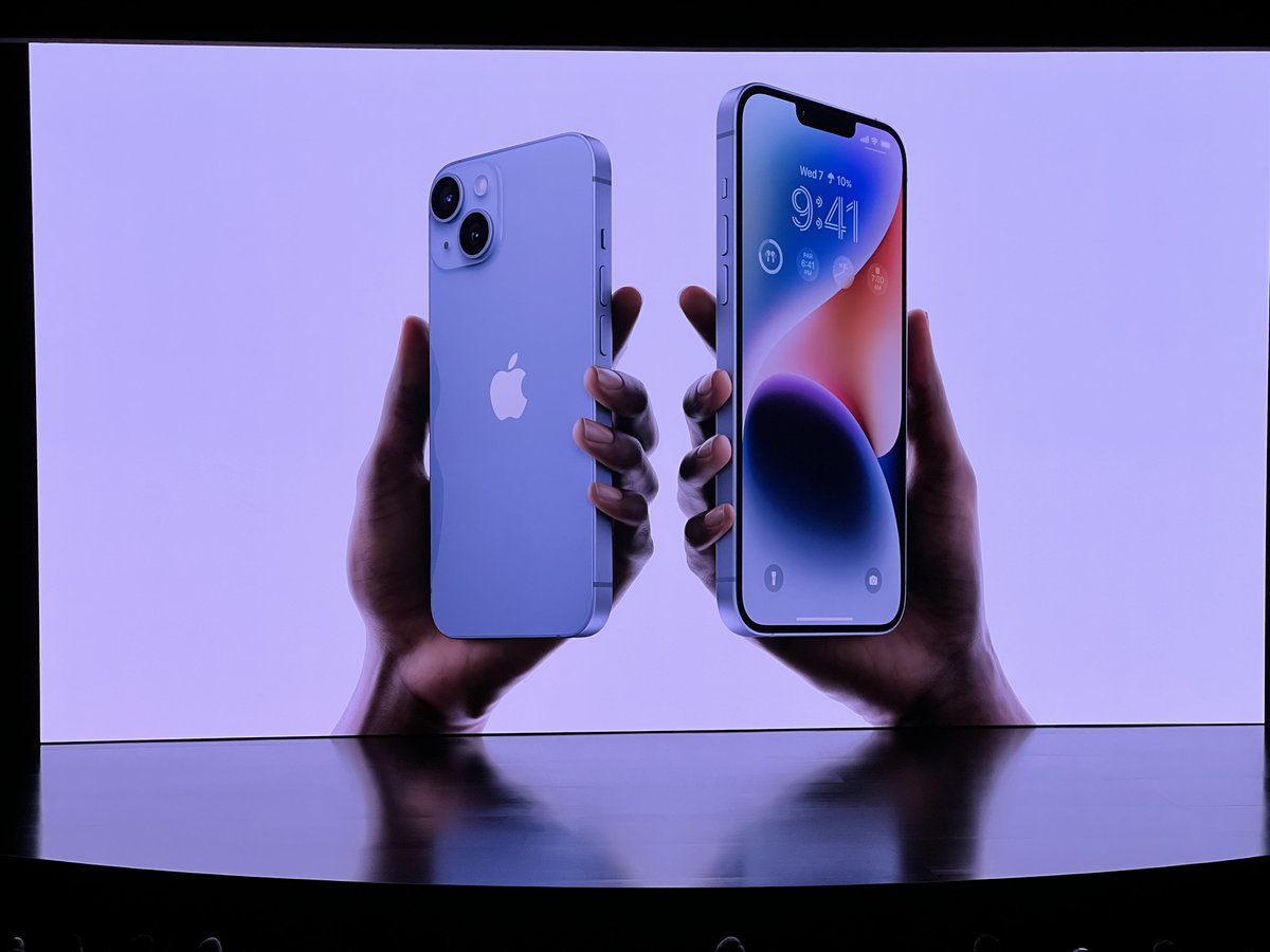 spin9's tweet photo. เปิดตัว iPhone 14 และ iPhone 14 Plus อย่างเป็นทางการ

ขนาด 6.1” และ 6.7”

ไม่มีรุ่นมินิให้เลือกแล้ว

#AppleEvent https://t.co/c1mipX9YaX