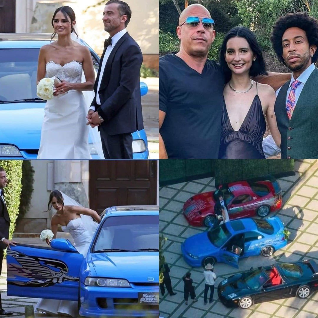 BODA A LO RÁPIDO Y FURIOSO! 🔥 La actriz #JordanaBrewster (Mia Toretto),  llegó a su boda en automóviles al estilo de #FastAndFurious, entre sus  invitados estuvieron sus compañeros de elenco #VinDiesel y #, image size:1080x1080
