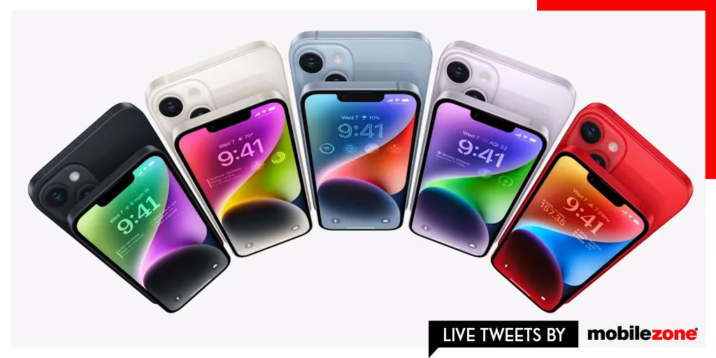 Das neue #iPhone14 und #iPhone14Plus im Überblick 📱 

✔️ Robustes Ceramic Shield, Wasser- und Staubdicht  
✔️ 5 Farbvarianten
✔️ Beste iPhone-Akkulaufzeit
✔️ A15 Bionic Chip (verbesserte Version)
✔️ Grössere Kamerasensoren, schnellerer Verschluss

#AppleEvent