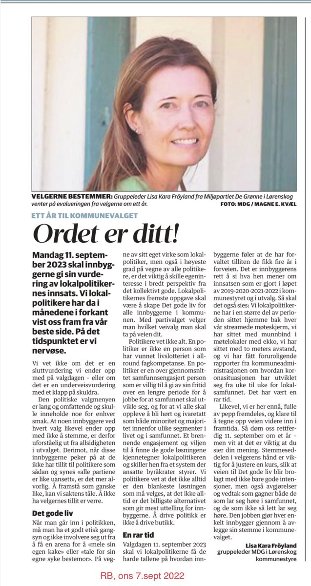 MDGLorenskog's tweet photo. «Stemmeseddelen i velgerens hånd er viktig for å justere en kurs, slik at veien til Det gode liv blir brolagt med ikke bare gode intensjoner, men også avgjørelser og vedtak som gagner både de som lar seg høre i samfunnet, og de som ikke så lett lar seg høre.» #ettårigjen #valg23 https://t.co/Qvzy5IHjMp