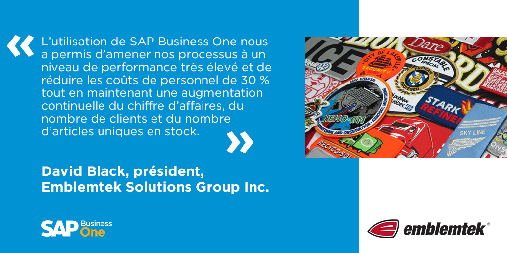 Forgestik's tweet image. (CAS CLIENT) Découvrez comment la flexibilité et la robustesse de SAP Business One a permis à Emblemtek de répondre aux besoins de l&apos;entreprise st de ses utilisateurs depuis plus de 15 ans. Histoire complète ici: 
hubs.la/Q01kvK0h0

#forgestik #sapbusinessone #logicielerp