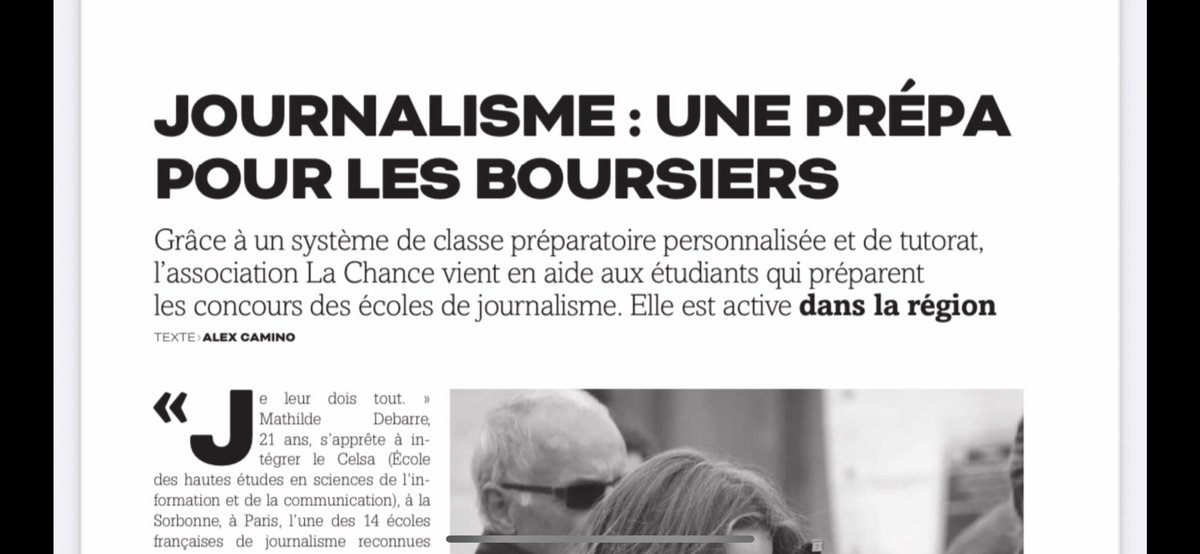 JBGPresse's tweet photo. Hey @lachance_media est dans le dernier @sudouest Mag! Merci Nicolas Espitalier et @Alex_Camino_ et bravo @mathildeDB7 , en vedette dans cet article! L’occasion de rappeler que La Chance est aussi présente en @NvelleAquitaine, il reste quelques jours pour s’inscrire https://t.co/aPJU8erLoY