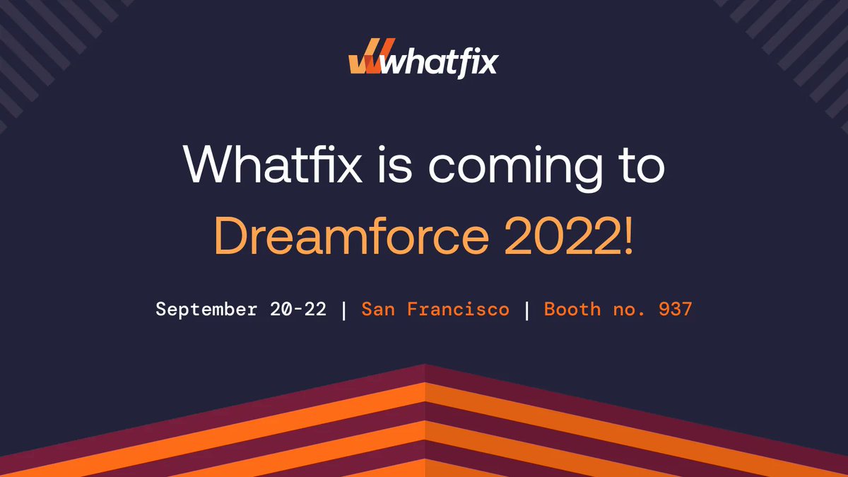 whatfix's tweet photo. The countdown has begun! We are less than 15 days away from @Dreamforce! Meet team #Whatfix at booth #937 and learn to accelerate @salesforce adoption in your organization!
Register for the Whatfix #Dreamfix experience & claim your swag at our booth: https://t.co/biYDU0LEyJ #DF22 https://t.co/hl2nlbG3bp