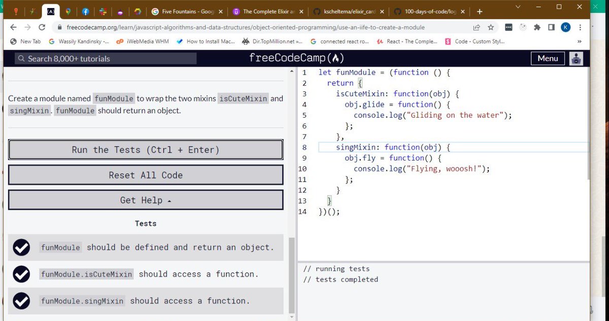 KobusScheltema's tweet photo. 73/100 in fCC I practiced combining functions in fCC. In the Elixir course I practiced Pattern Matching. https://t.co/MJwflqC4h8