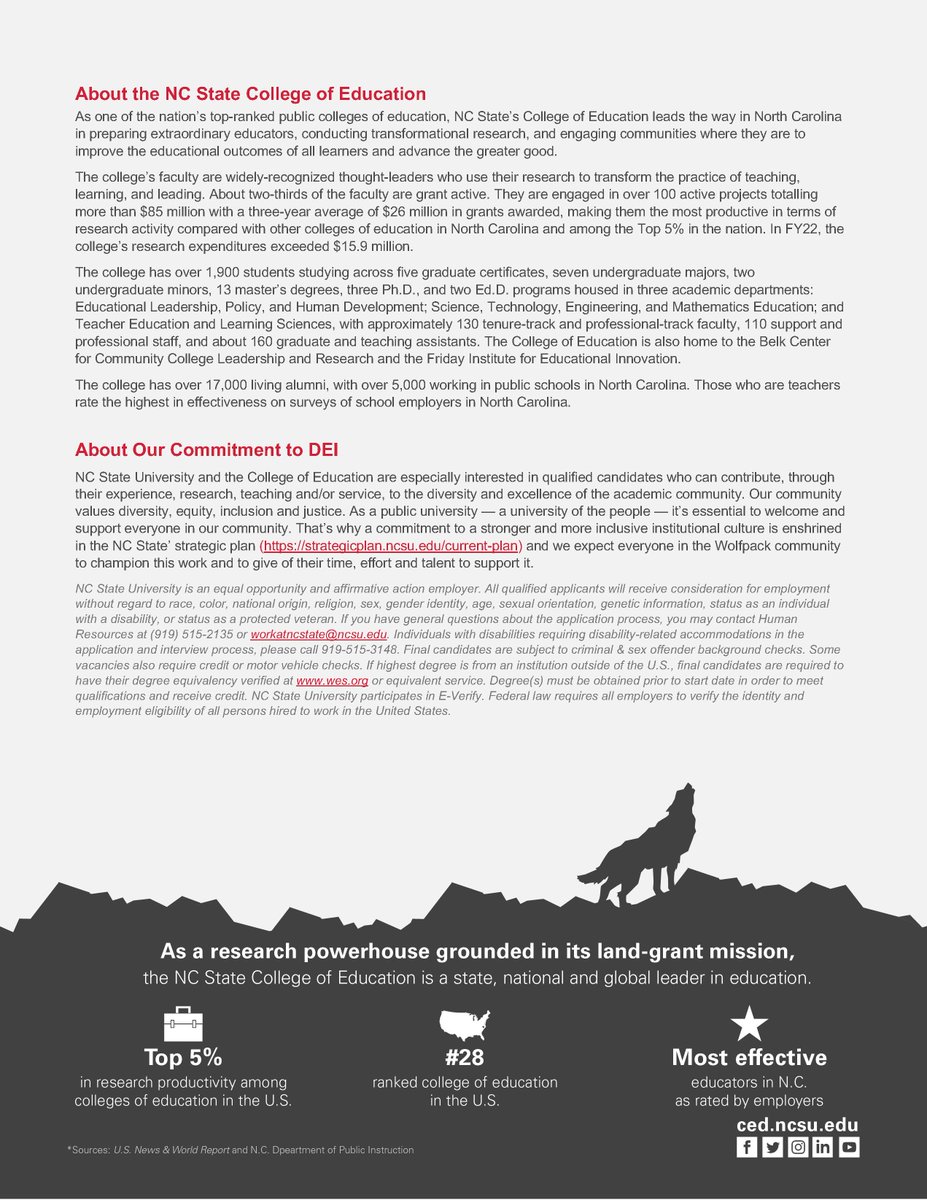 Temple Walkowiak (@templewalkowiak) on Twitter photo We are looking for a new colleague in the Dept of Teacher Education & Learning Sciences at <a href="/NCStateCED/">NC State College of Education</a> -- Assistant Professor in Elementary Education (Mathematics). Check it out, and please share widely. jobs.ncsu.edu/postings/169579 We are looking for a new colleague in the Dept of Teacher Education & Learning Sciences at <a href="/NCStateCED/">NC State College of Education</a> -- Assistant Professor in Elementary Education (Mathematics). Check it out, and please share widely. jobs.ncsu.edu/postings/169579