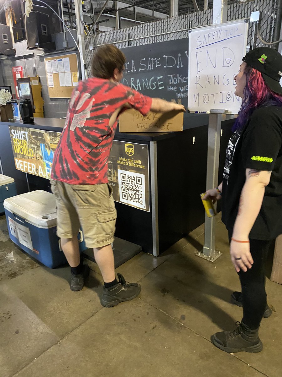 Palatine Twilight Safety Activity, having the workgroup demonstrate what end range motions are and look like. Co-chair Nicole stating the consequences of end range motions. <a href="/UPSers/">UPSers</a> <a href="/CP_UPSers/">Central Plains</a> <a href="/ExperienceUPS/">Experience UPS</a>