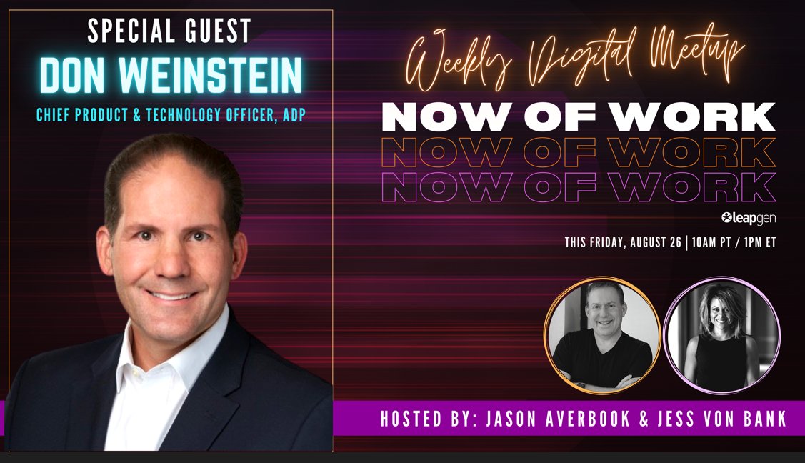 dawn_pilley's tweet photo. ADP's Chief Product & Technology Officer, Don Weinstein, sat down NOW of Work to talk about humanization and digital disruption trends in the workplace.
Check out the podcast episode below!
#ADPTech #Podcast #TechPod https://t.co/UUW7DMxTEI https://t.co/rDQjJIe5oo