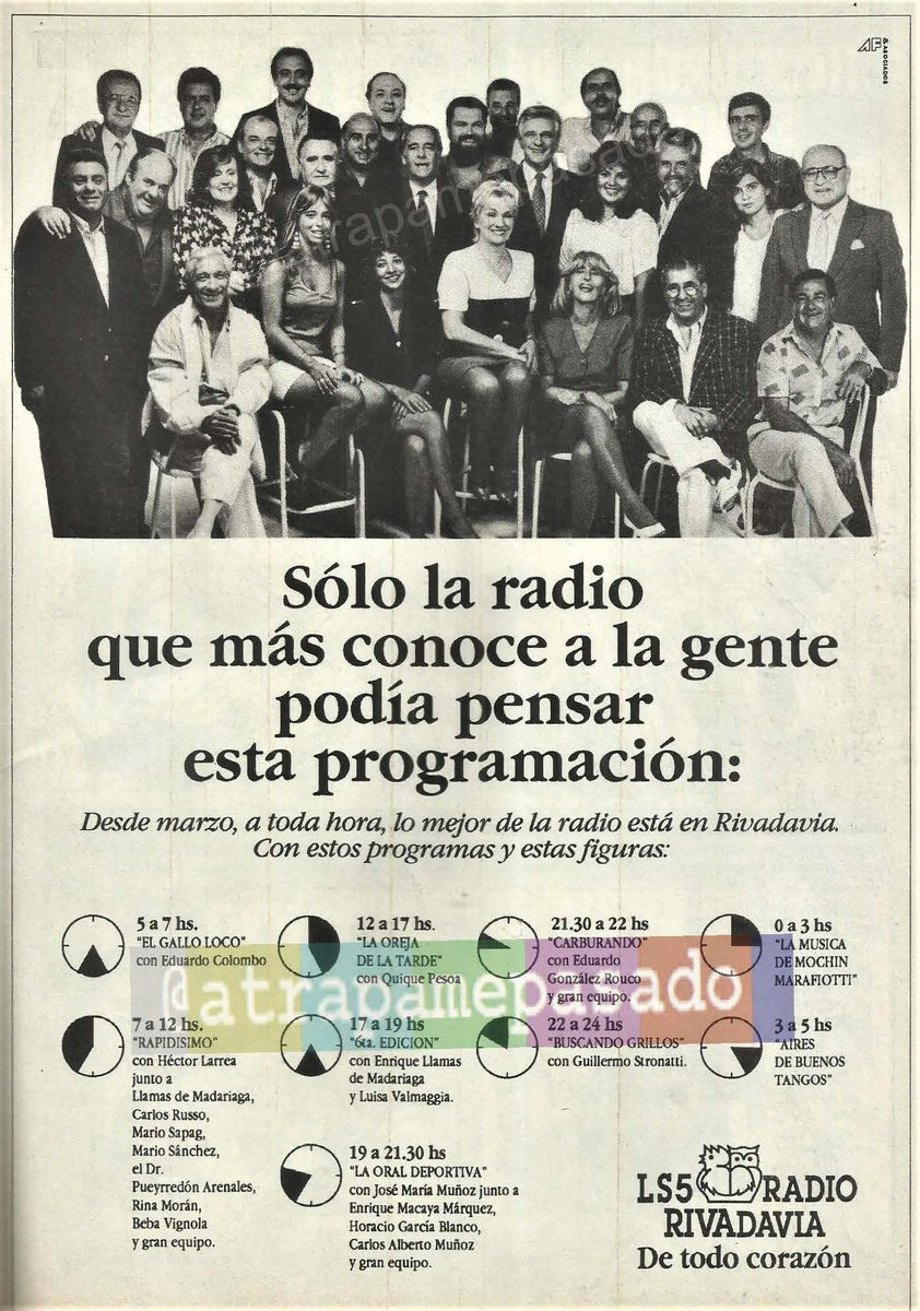 atrapamepasado's tweet photo. #RevistaHumor me lleva a un #Miércoles #En1992 para escuchar la #Programación de LS5 Radio Rivadavia.
El Gallo previa de Rapi. Pesoa por Carrizo que se fue a Nacional. Mochín recuerda de noche. La nave de Muñoz en buenas manos: Macaya, Morales y García Blanco.
#Hace30Años📻 https://t.co/3CAlMcDn5G