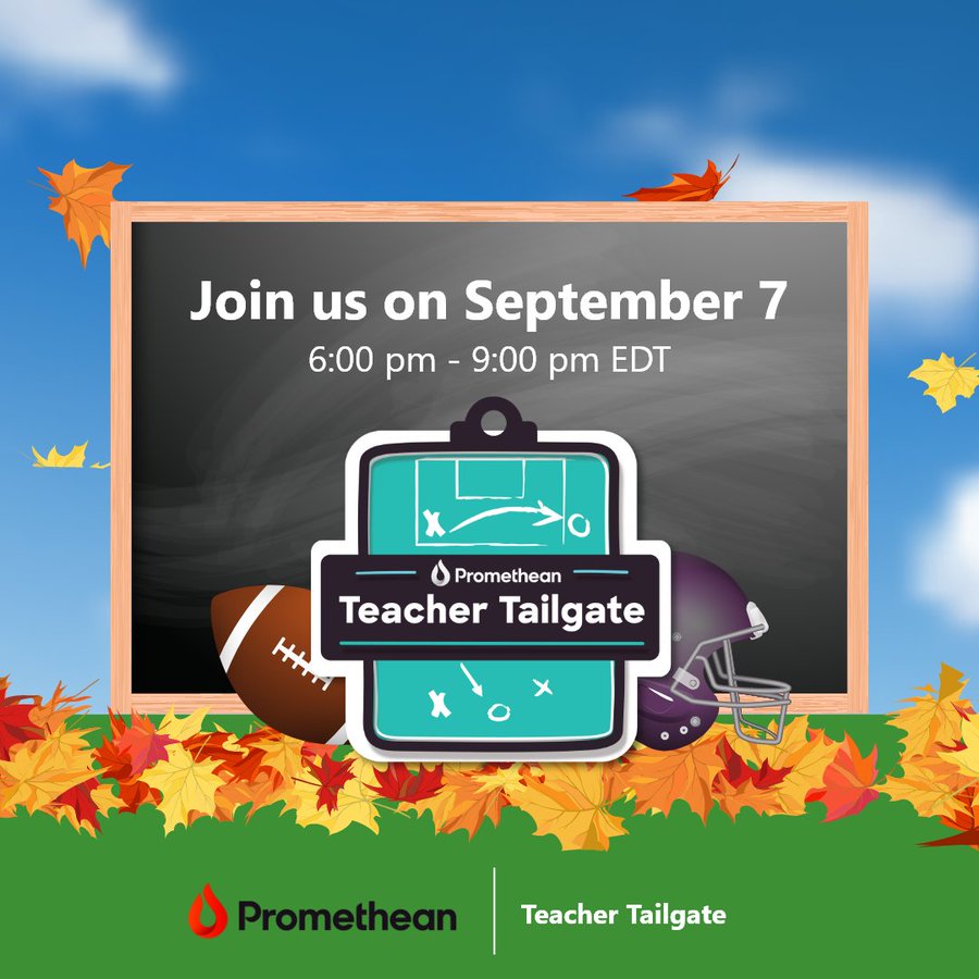 Today is the day! Join us for a fantastic keynote, fun-filled sessions, and prizes. For your chance to win: 1. Follow @promethean & @learnpromethean 2. Like a tweet promoting #TeacherTailgate22 3. Tag a friend who should also attend. Click > bit.ly/3PJaGQp