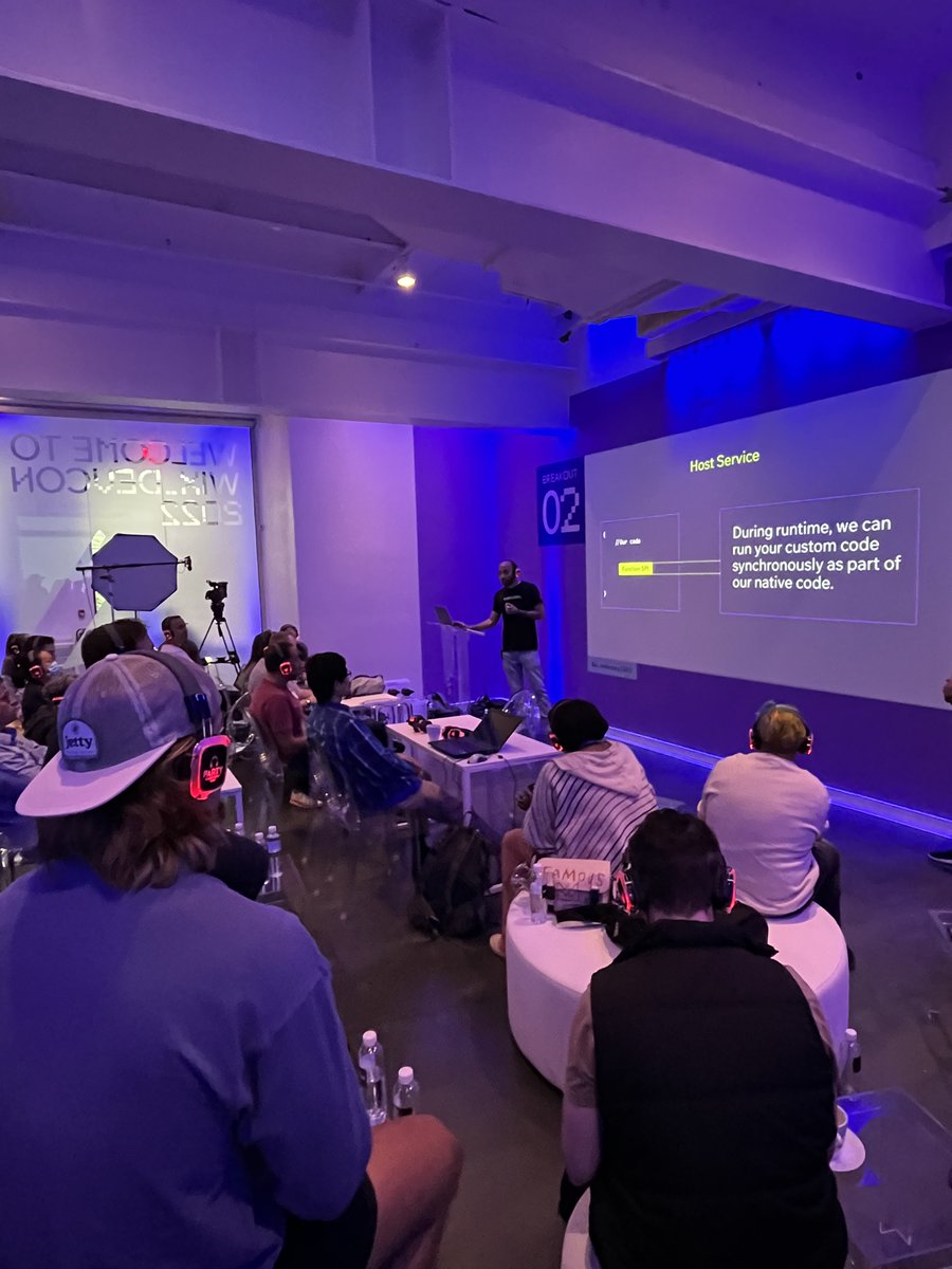 Wix's tweet image. Time to pull out the 🎧

Multiple breakout sessions are going on in the same space at once. The headphones attendees received block off any external noise—allowing them to only hear the session they want, by setting the headphones to a certain frequency.

#WixDevCon2022