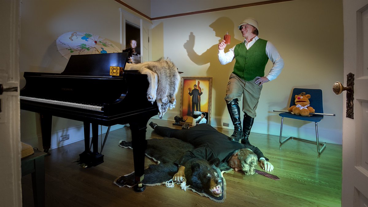 jwmartist's tweet photo. The suspects from the childhood
board game #Clue become the victims of my character assassination (oops, I mean
character analysis) through social commentary in my #getaclue #series         #thestudy #mrgreen #photography #stagedanddirected https://t.co/OxQyBNPwVE