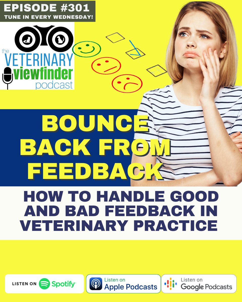 Bounce Back from Feedback - How to Handle Good and Bad Feedback in #Veterinary Practice 

Online: bit.ly/2HnJ9lf 
iTunes: bit.ly/VetView
Google Podcasts: bit.ly/GoogleVV
Spotify: bit.ly/VetViewfinder

#podcast #veterinarypodcast #vettech