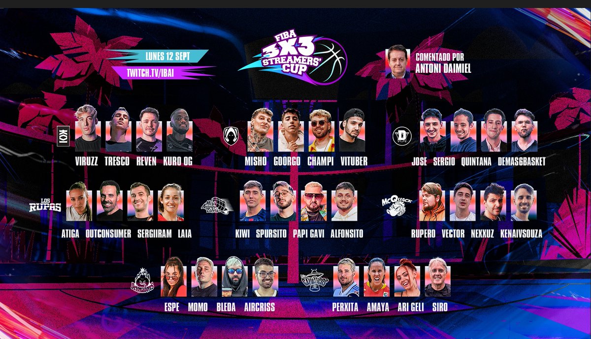 LUNES 12 DE SEPTIEMBRE A LAS 20:00 EL PRIMER GRAN EVENTO DE BALONCESTO QUE HAGO EN MI CANAL.

3 vs 3 con el formato oficial y un cambio por equipo.