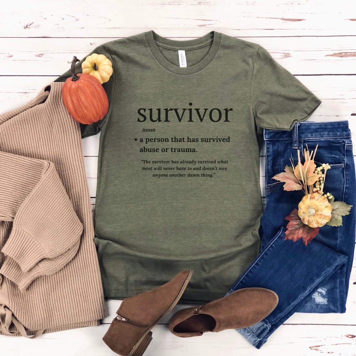 WorthyWonderful's tweet photo. We’ve updated our popular Survivor Noun t-shirt to now include 7 beautiful colors to match your unique style!!🥳 Make this your favorite fall tee and know you’re standing up for survivors!🫶🤎
#survivornounshirt #advocateshirt #novictimshaming #falltshirt
https://t.co/95h1Bzc1m7 https://t.co/0BP8hOAr74