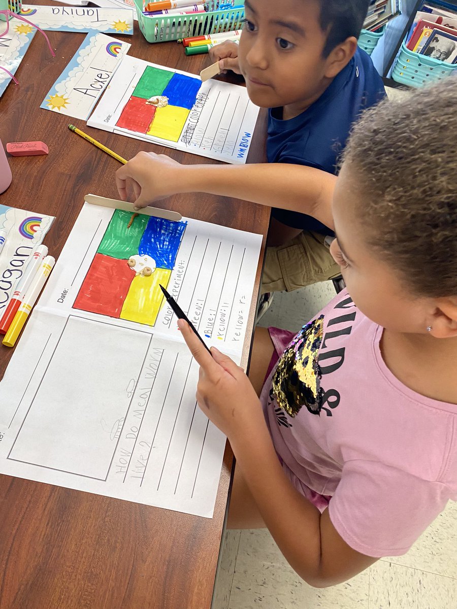 MsTaylorEvans's tweet photo. What colors do mealworms like best? We experimented this morning and predicted what each mealworm would do! 🔎 #SweetSecondGrade #ShawneePride https://t.co/OAGXshYAXS