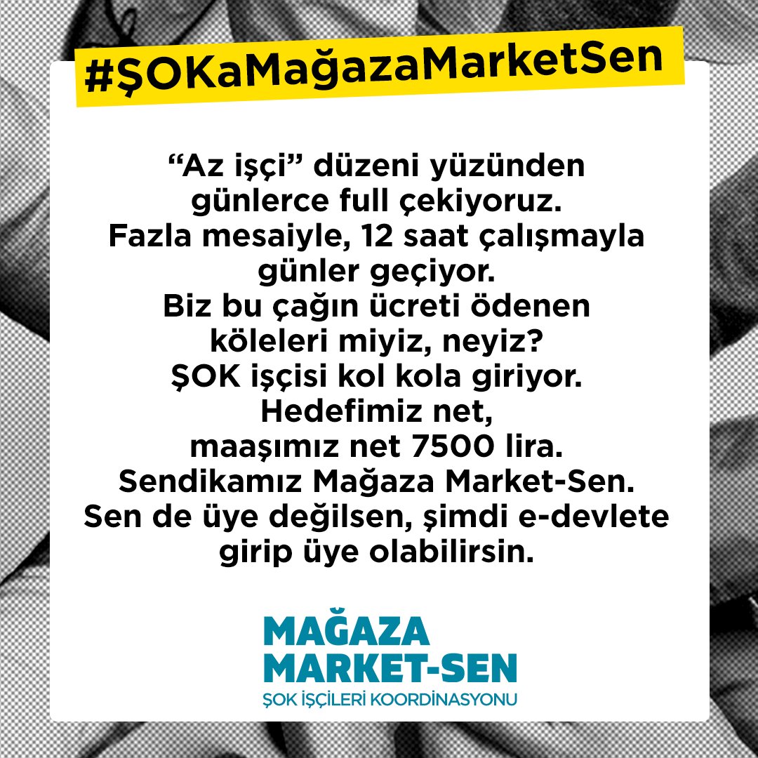 platanusocciden's tweet photo. Az işçi ile çok iş isteyen patron düzenine karşı, örgütlü sendikalı işçilerin birliği kazanacak.
 #ŞOKaMağazaMarketSen https://t.co/Pkl65WwpL6
