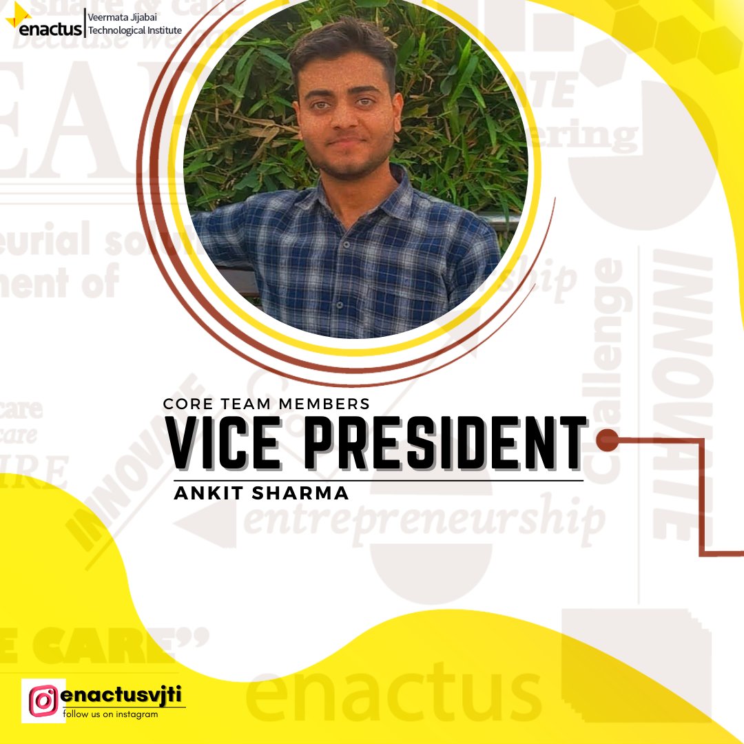 EnactusVjti's tweet photo. Many ideas grow better when transplanted into another mind than the one where they sprang up." – Oliver Wendell Holmes
⚡️⚡️

Presenting the President and Vice President of ENACTUS 2022–23!! 💫✨🌟

@enactus #community #wecare #wecareforyou https://t.co/28VxMctUBK