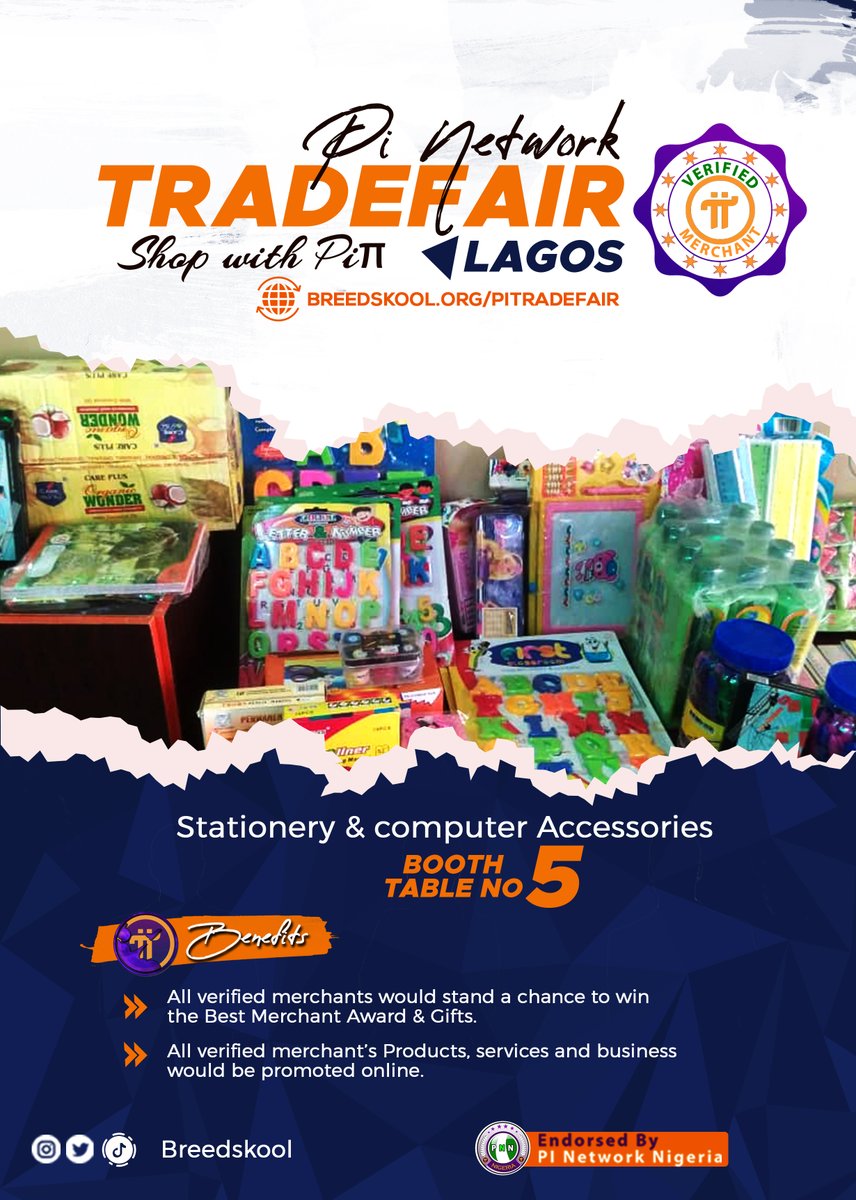 taskdrip's tweet photo. Come #shop Stationery and #computer Accessories with #pi at The Pi #Tradefair #Lagos . Book your booth/Table now! At https://t.co/PYJKah6o75
kindly retweet, like & Comment.
#PiMerchant #pimerchants
#lagosnigeria #pitradefair #crypto #PiPayment #PiNetwork #PiNetwork #pioneers https://t.co/zmdcejhns0
