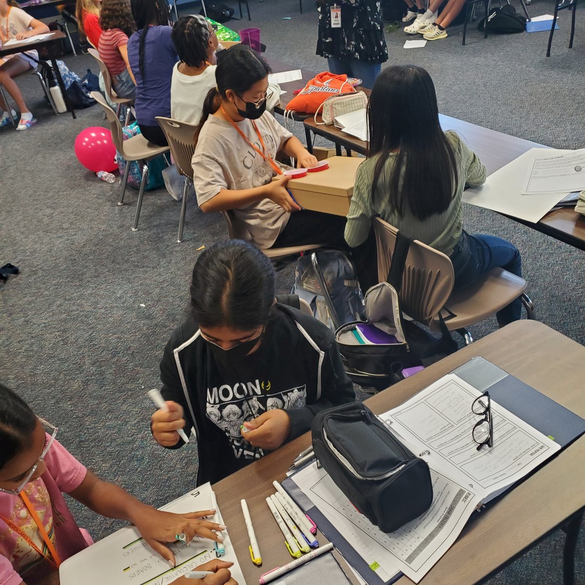 GreeneMath7's tweet image. Students collaborating on designing   and finalizing their games for the Probability Carnival this Friday! 
Thanks teachers for creating math moments for students.
@SheilaBalash Mrs. Maillard Mrs. Restrpo @spartan_speak
#MMM #committedtoexcellence #7LJHpride #SLJHMath
