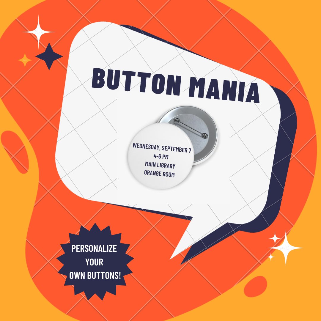 IllinoisLibrary's tweet photo. Come and make some buttons in the library TODAY at 4pm in the Orange Room of the Main Library! Supplies are provided. https://t.co/EfcEXVaJEg #UOfILibrary #DiyButtons #ButtonMaking #IllinoisLibrary https://t.co/80WleeO4S7