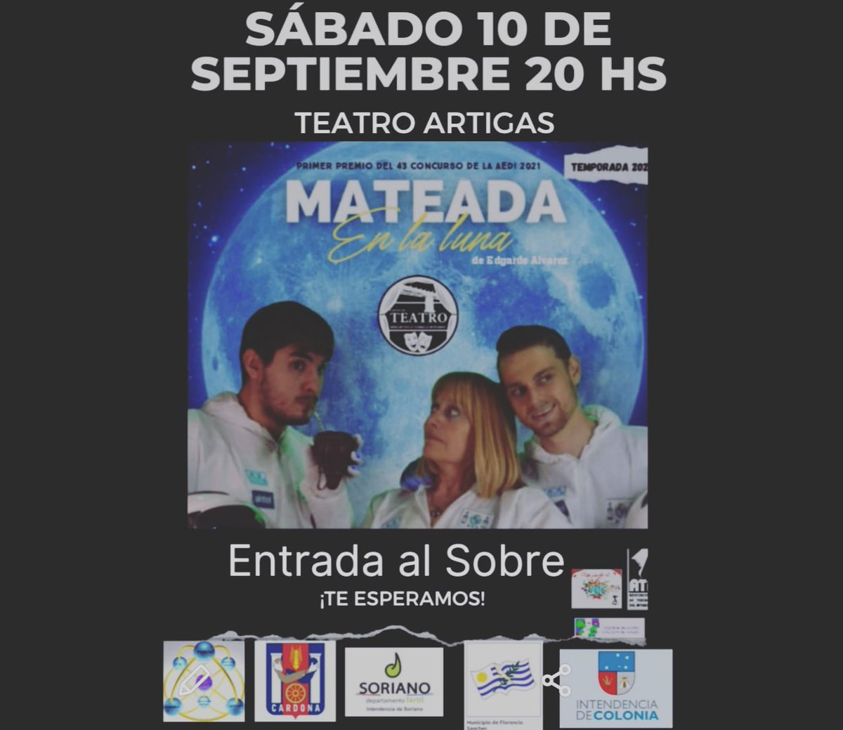 CardonaNodo's tweet photo. El NODO CULTURA CARDONA  - FCIO SÁNCHEZ te invita a una
"MATEADA 🧉 EN LA LUNA🌛", 
del  Grupo de Teatro de la Biblioteca Varela, de Rosario.

- Apoyemos y  aprovechemos la movida cultural de nuestra comunidad, "el arte es el alimento del alma", cuidala

🗒️✏️ ¡ 🅰️ G E N D A L 🅾️! https://t.co/iH0u7xUfc2