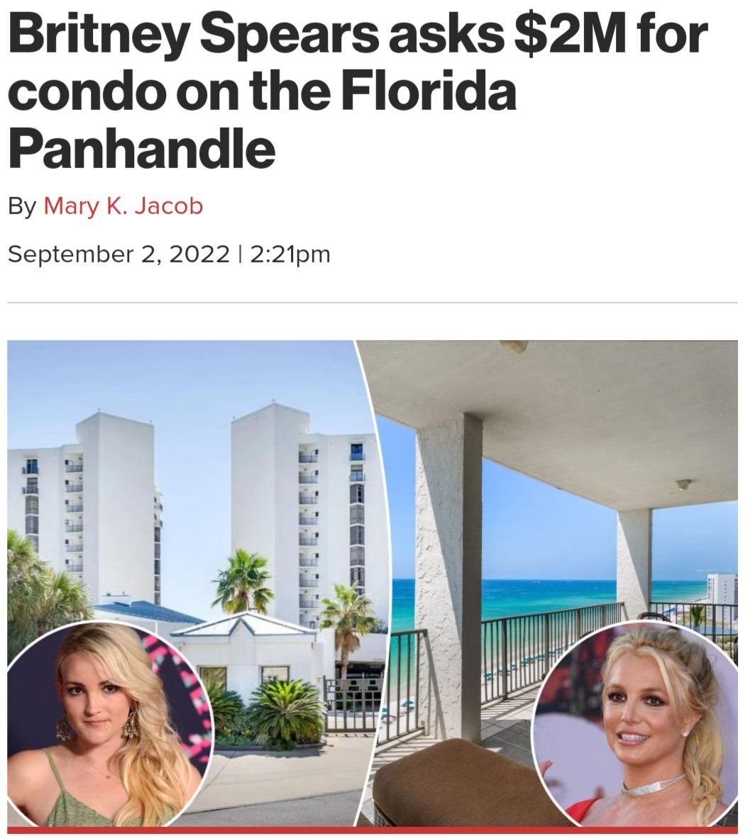 BritneyTheStan's tweet photo. BREAKING: Britney Spears is selling the condo in Florida that Jamie Lynn once called hers on Twitter, where her family stayed while she was being forced into treatment. #JusticeForBritney https://t.co/0Tpde5wHXt
